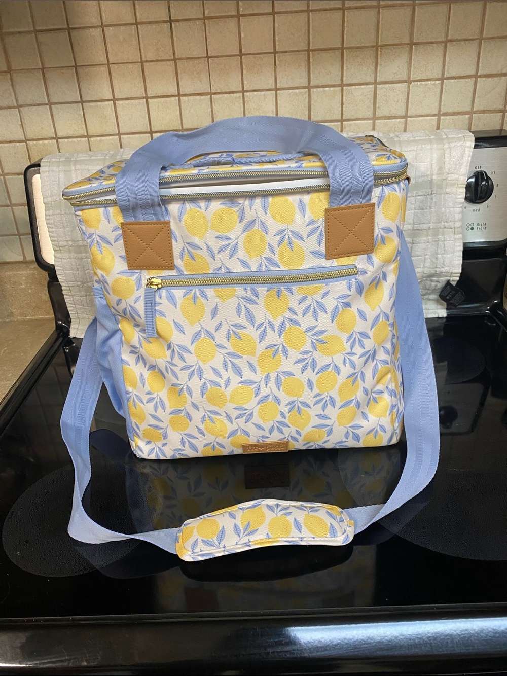 Fit + Fresh Insulated 24 CanLemon-Print Travel Cooler Bag w/ Picnic Pad